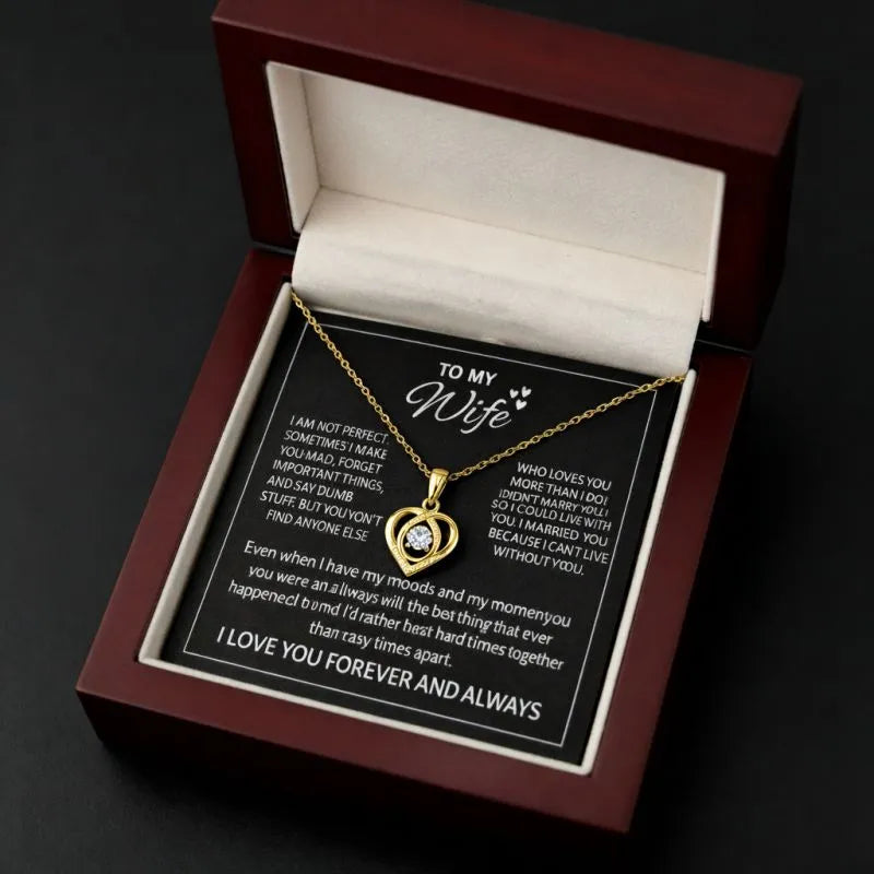 To My Wife - Forever & Always Heart Necklace