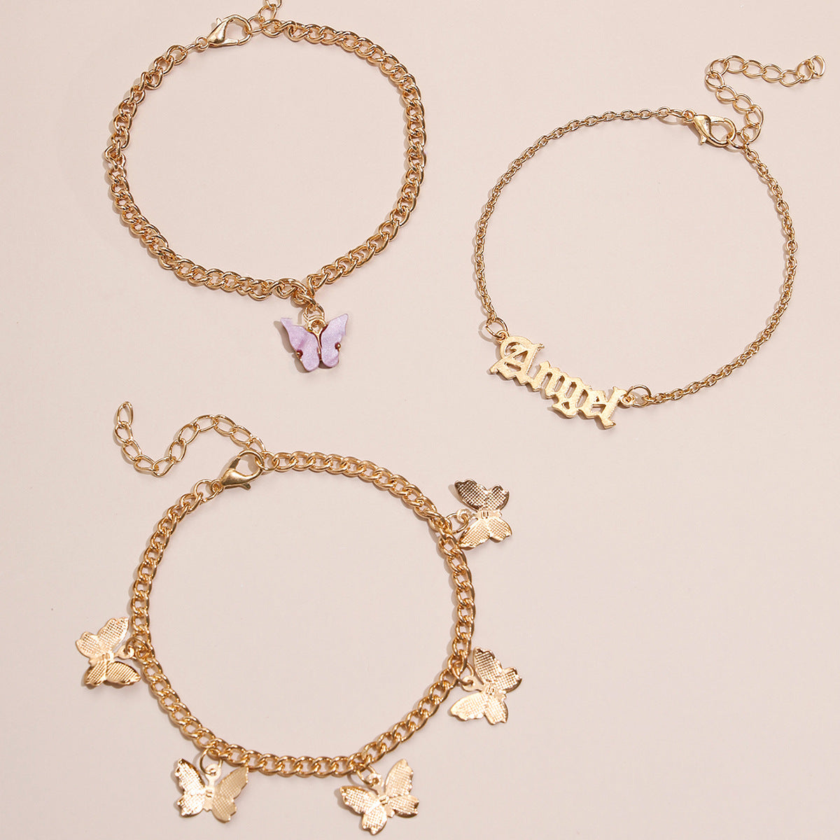 Butterfly Anklet 3 Piece Set