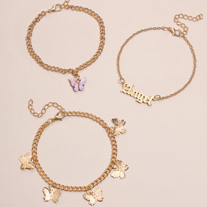 Butterfly Anklet 3 Piece Set