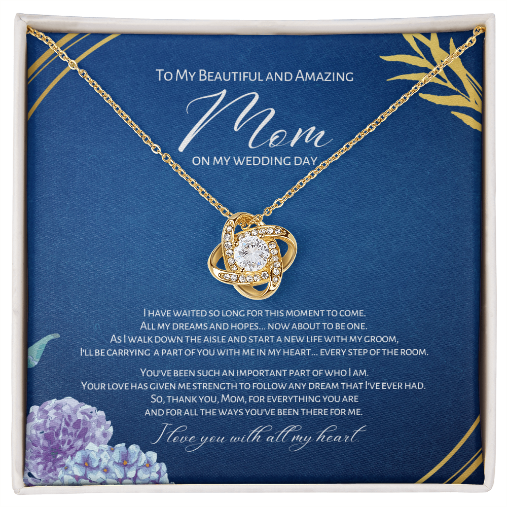 About To Be One - Mother Of The Bride Gift From Daughter - Love Knot Necklace - Navy