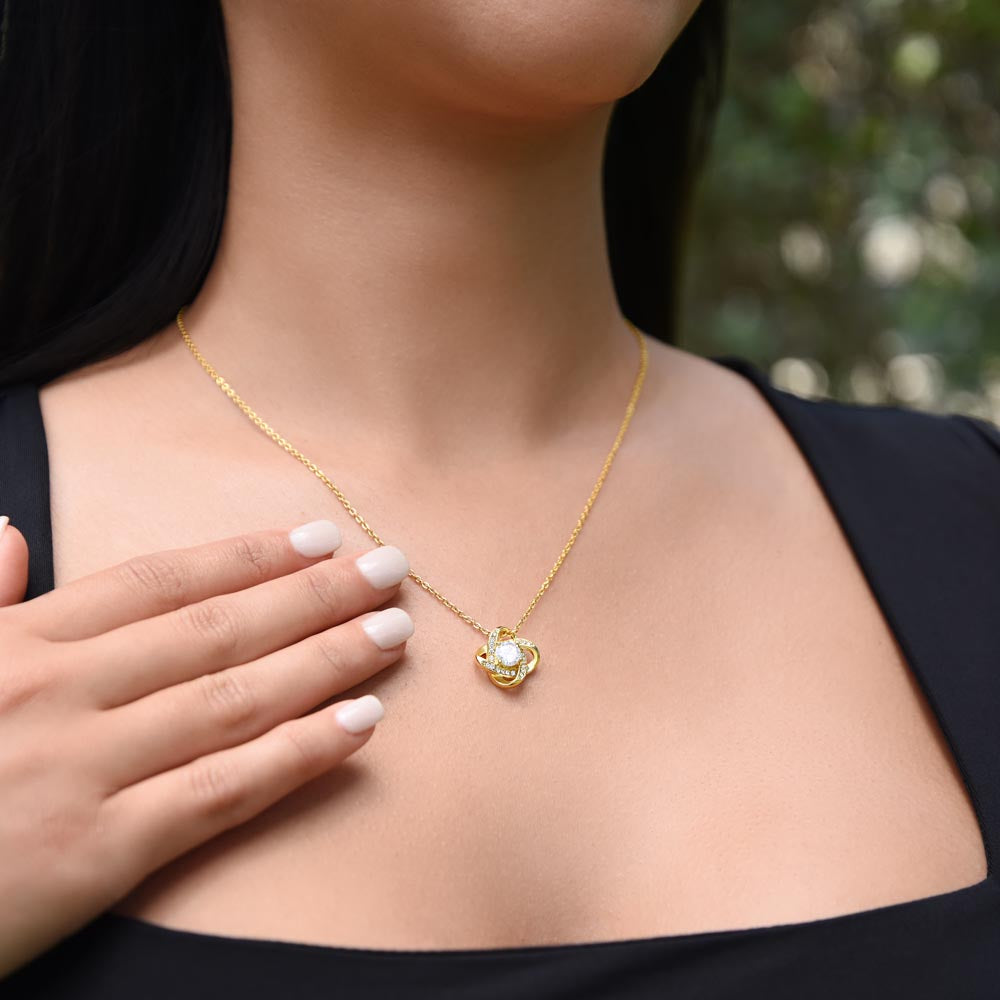To My Daughter - Soccer Hustle and Heart - Love Knot Necklace