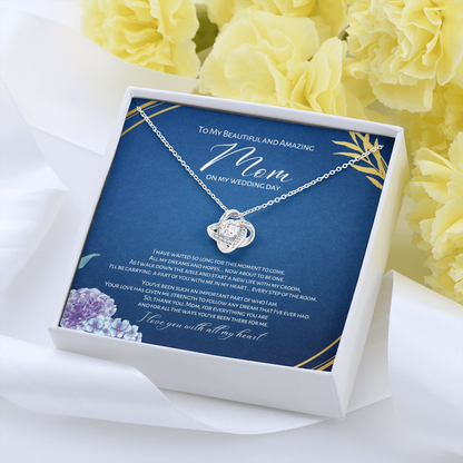 About To Be One - Mother Of The Bride Gift From Daughter - Love Knot Necklace - Navy