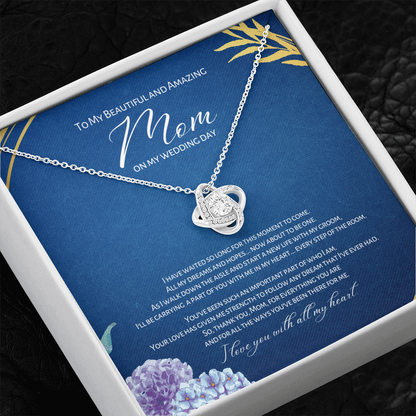 About To Be One - Mother Of The Bride Gift From Daughter - Love Knot Necklace - Navy