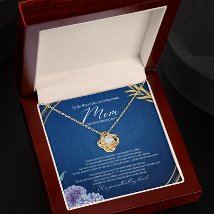 About To Be One - Mother Of The Bride Gift From Daughter - Love Knot Necklace - Navy