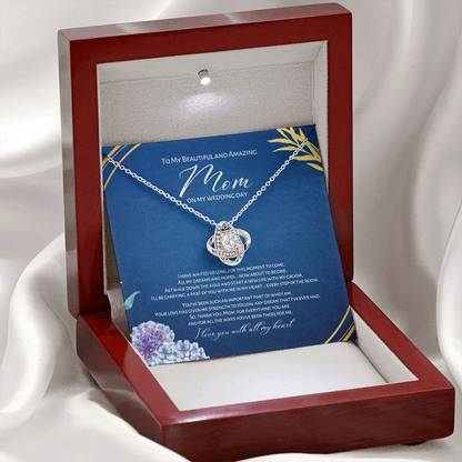 About To Be One - Mother Of The Bride Gift From Daughter - Love Knot Necklace - Navy