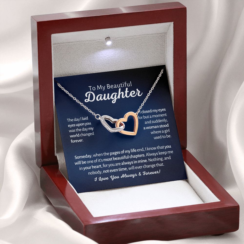 My Beautiful Daughter - A Woman Stood - Interlocked Hearts Design 1