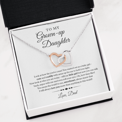 My Grown-Up Daughter - Love Dad - Cute and Cuddly - Interlocked Heart Necklace