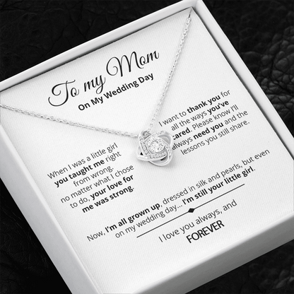 Your Little Girl - Mother Of The Bride Gift From Daughter - Love Knot Necklace - White