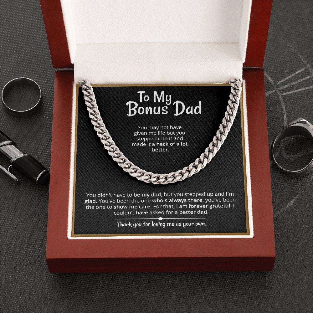 Heart warming, "Bonus Dad" Cuban Link Chain