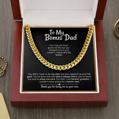 Heart warming, "Bonus Dad" Cuban Link Chain