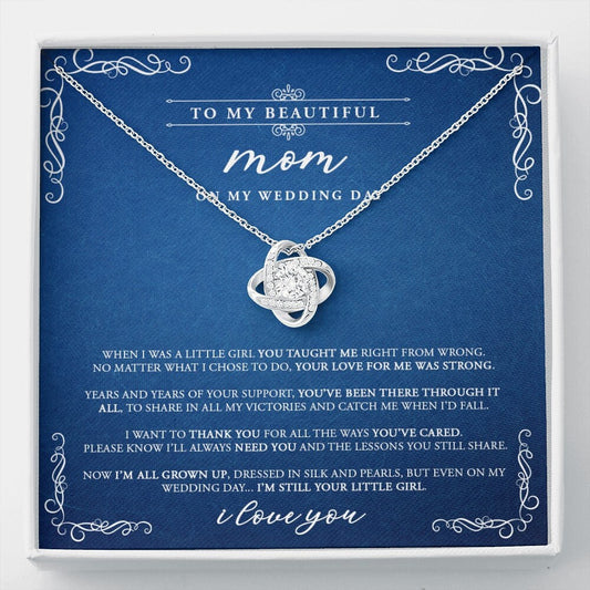 Tu pequeña - Regalo para la madre de la novia de parte de su hija - Collar con nudo de amor - Azul marino