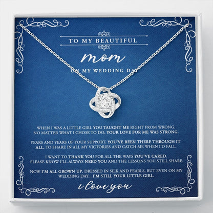 Your Little Girl - Mother Of The Bride Gift From Daughter - Love Knot Necklace - Navy