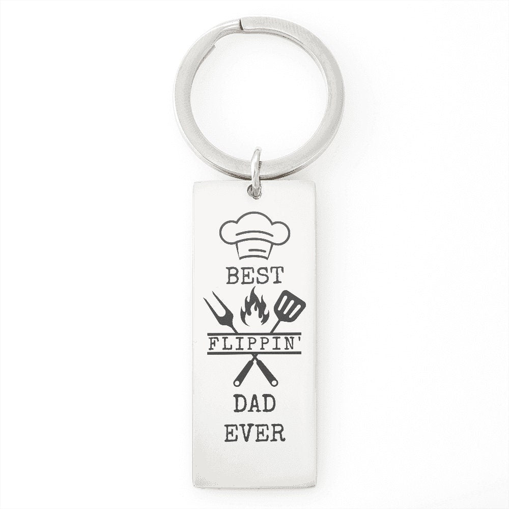 Best Flippin' Dad Ever Engraved Keychain