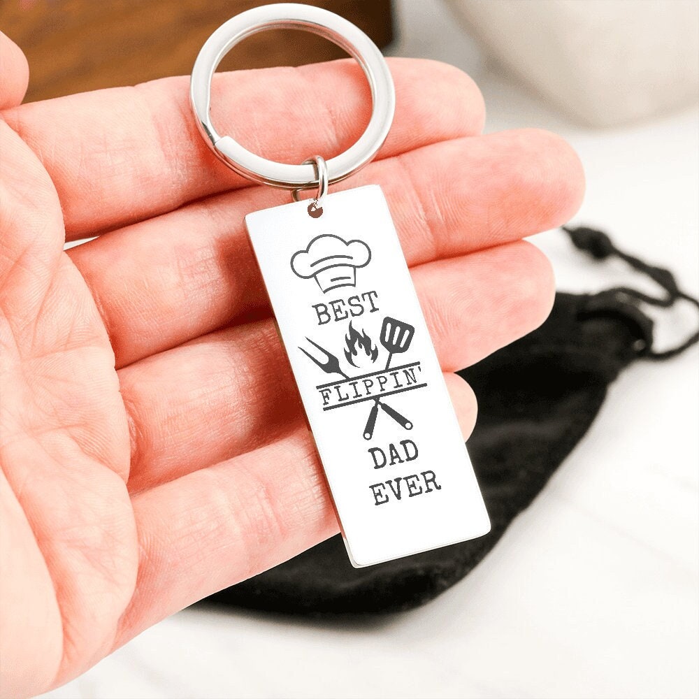 Best Flippin' Dad Ever Engraved Keychain